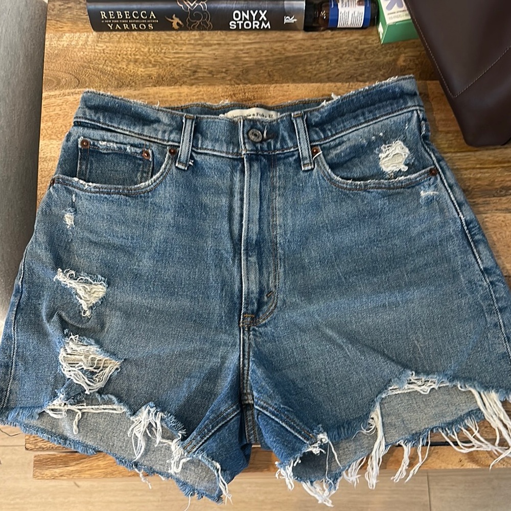 Abercrombie & Fitch Blue Jean Shorts Distressed Style